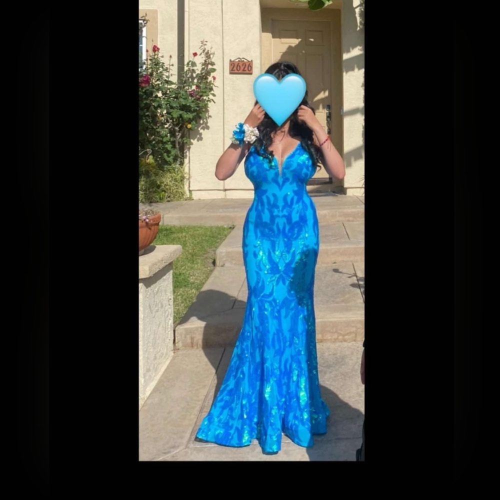 Jovani Prom Pageant long dress, V-neckline, Open V-back 